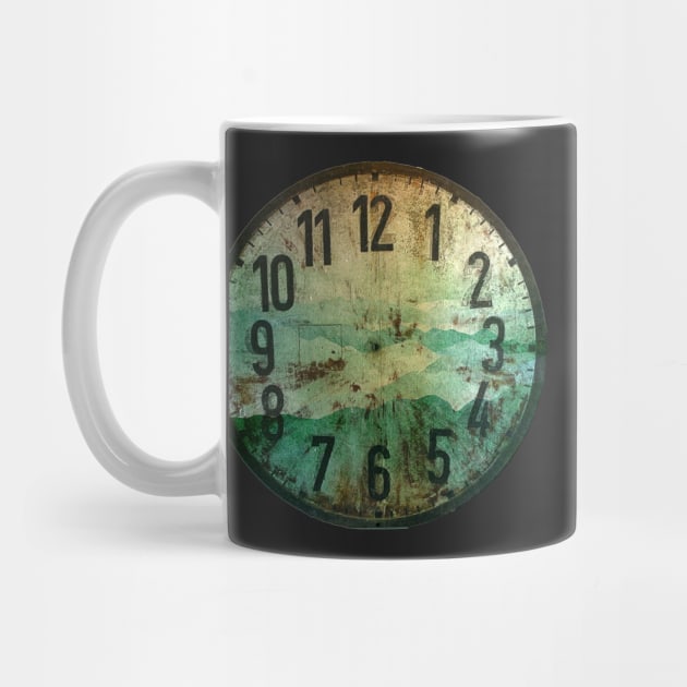 Clock face - Smoky Mountains Grunge Green Teal Option by WesternExposure
